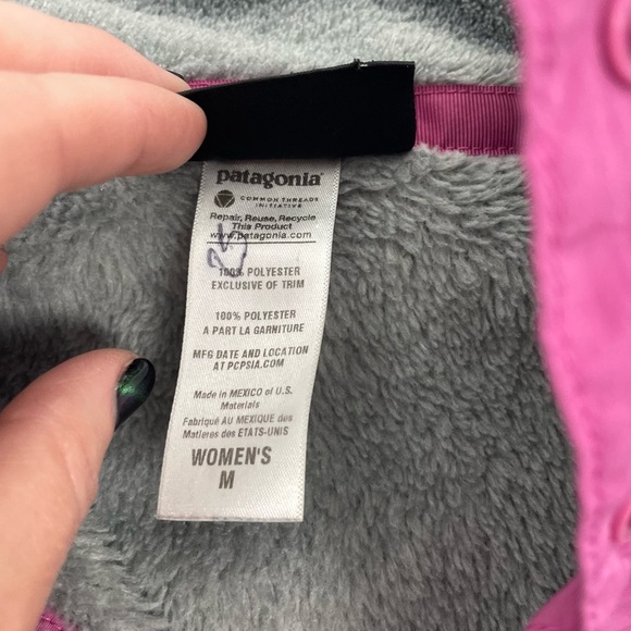 Patagonia Women’s Re-Tool Snap-T Polartec Fleece Pullover in Gray Purple Trim M - Picture 8 of 10